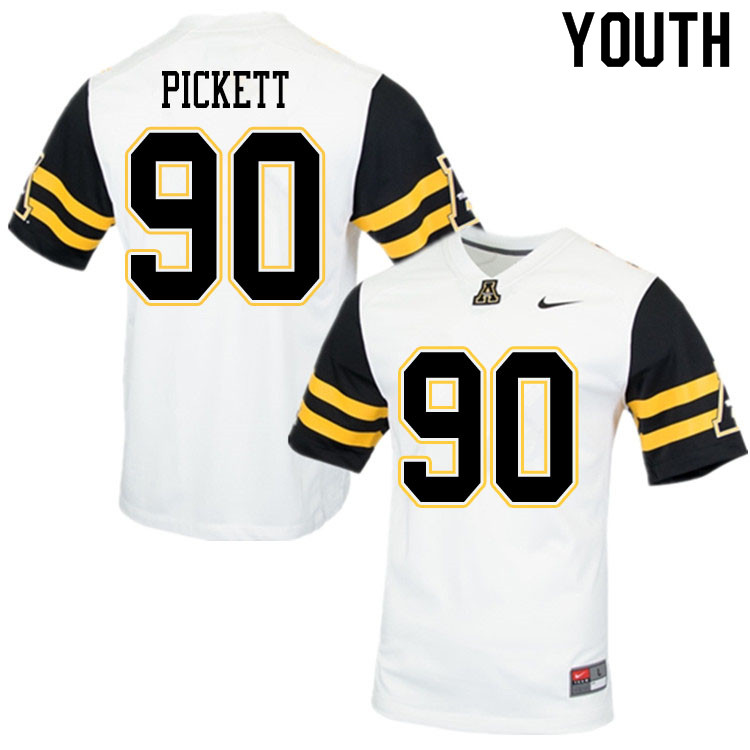 Youth #90 Dorian Pickett Appalachian State Mountaineers College Football Jerseys Sale-White